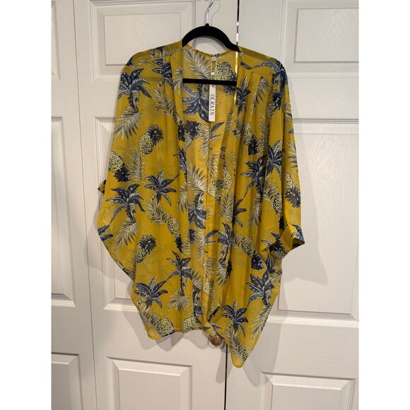 New Floral Pineapple Kimono Duster Cardigan Lightweight & Stylish Med - Picture 5 of 8